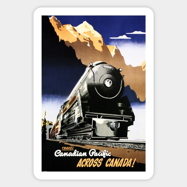 Travel by Train Across CANADA! Vintage Art Deco Railway Sticker by vintageposters